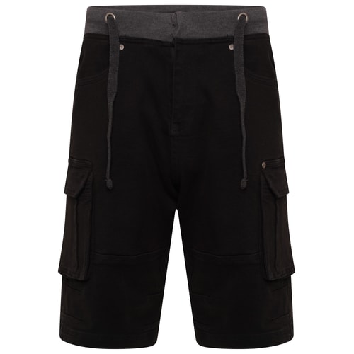 KAM Rib Waist Stretch Cargo Shorts Black